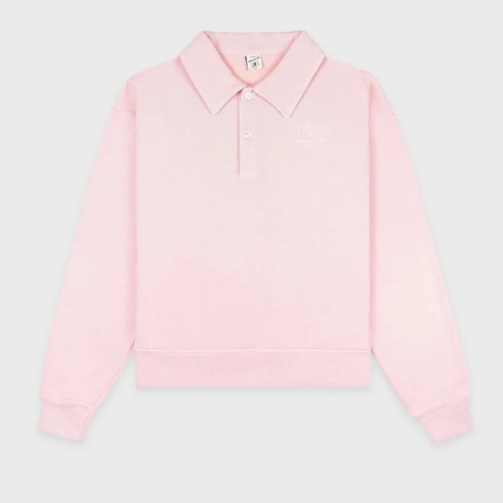 SPORTY & RICH x Prince Racquet and Health Club Polo in Baby Pink/White Sz XS
